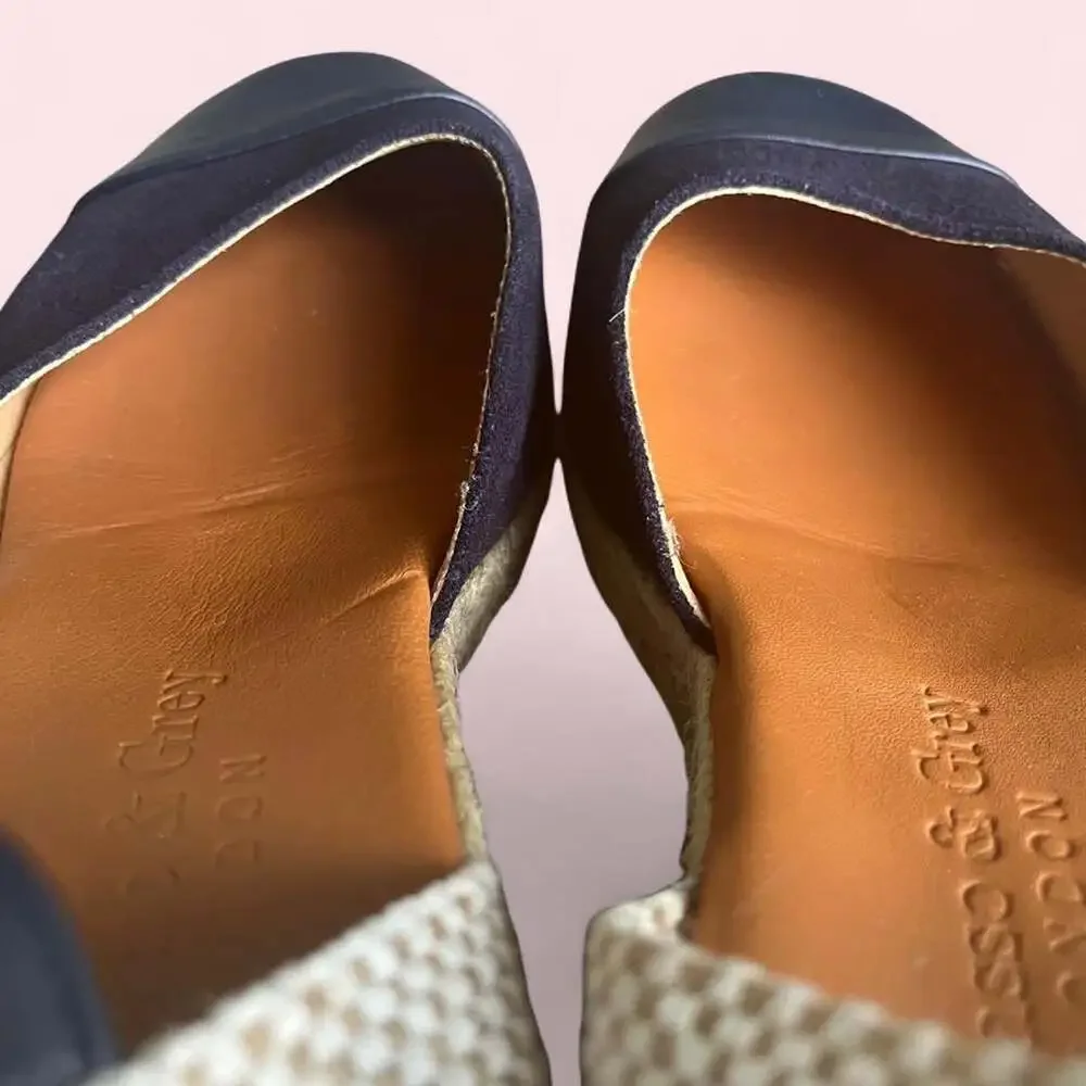 Sargasso & Grey Navy Blue Woven Wedge Mary Jane Espadrilles EU 39 Summer Beach